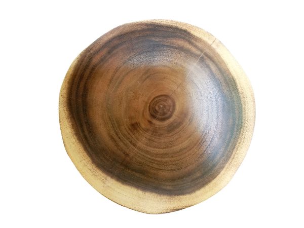 lage platte houten schaal, diep bord van hout, decoratief houten bord, bord uit één geheel, schaal zonder lijmnaden