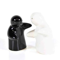 peper en zoutstel paar, omhelzing peper en zoutstel