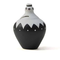 spaarpot aardewerk, black white spaarpot