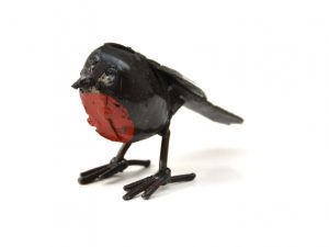 gerecycled metaal - roodborstje beeld - vogel beeld