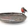 voederschaal, vogel voerschaal, voederschaal metal art, roodborst voederschaal