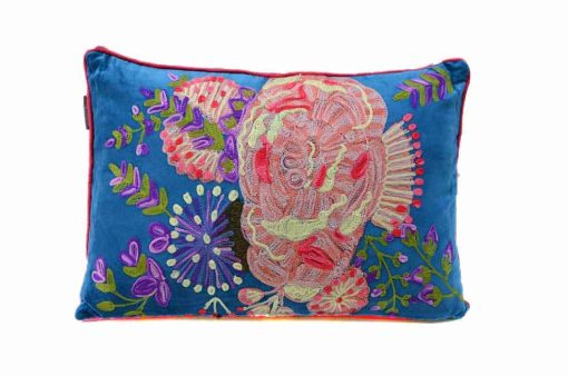 kussen only natural blauw bloem