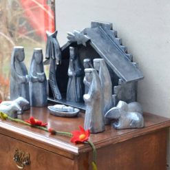 houten kerststal zilver