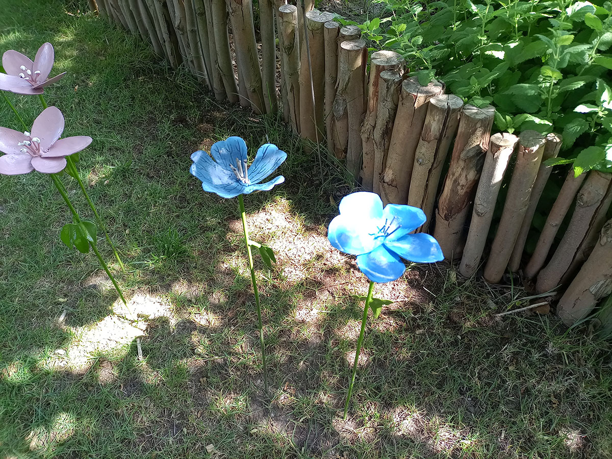 Tuinsteker Set Van 2 - Roestige Metaal Bloem Decoratie, Patina Korenbloem Voor Tuin