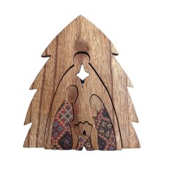 kerststal puzzel, houten kerstfiguren, kerst puzzel decoratie
