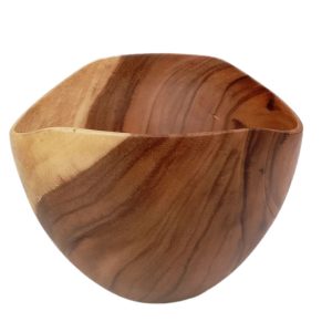 houten schaal organische vorm, houten slakom, saladeschaal hout, kinta schaal, houten fruitschaal