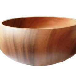 houten schaal op voetje, houten fruitschaal, houten saladekom, houten kom