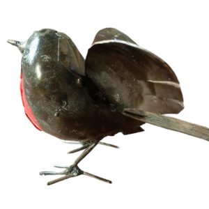 tuinbeeld metaal vogel, beeld roodborstje, vogel grafdecoratie