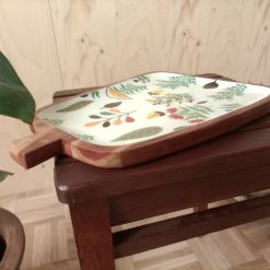 houten serveerplank herfstkleuren, herfstkleuren accessoire, houten presentatieschaal, houten servies