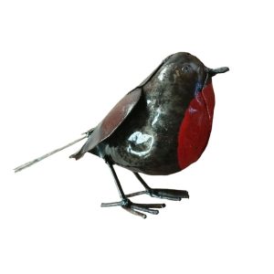 roodborstje beeld, ijzeren vogelbeeld, duurzame grafdecoratie