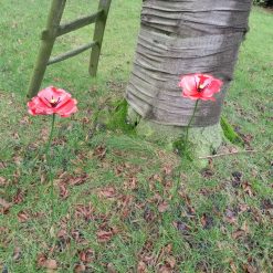 metalen bloem grafdecoratie, graf bloem klaproos, roos voor op graf