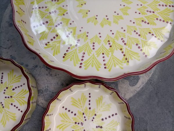 quichevorm aardewerk patroon, stenen taartvorm, aardewerk quichevorm, klassieke taartvorm, quichevorm geel