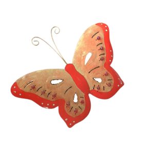 metalen vlinder voor aan de muur, oranje vlinder wanddeco, vlinder cadeau