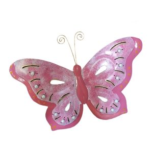 metalen vlinder voor aan de muur, cadeau voor meisjes kinderkamer, roze vlinder decoratie, kinderkamerdecoratie roze vlinder, cadeau voor tiener, wanddecoratie van metaal