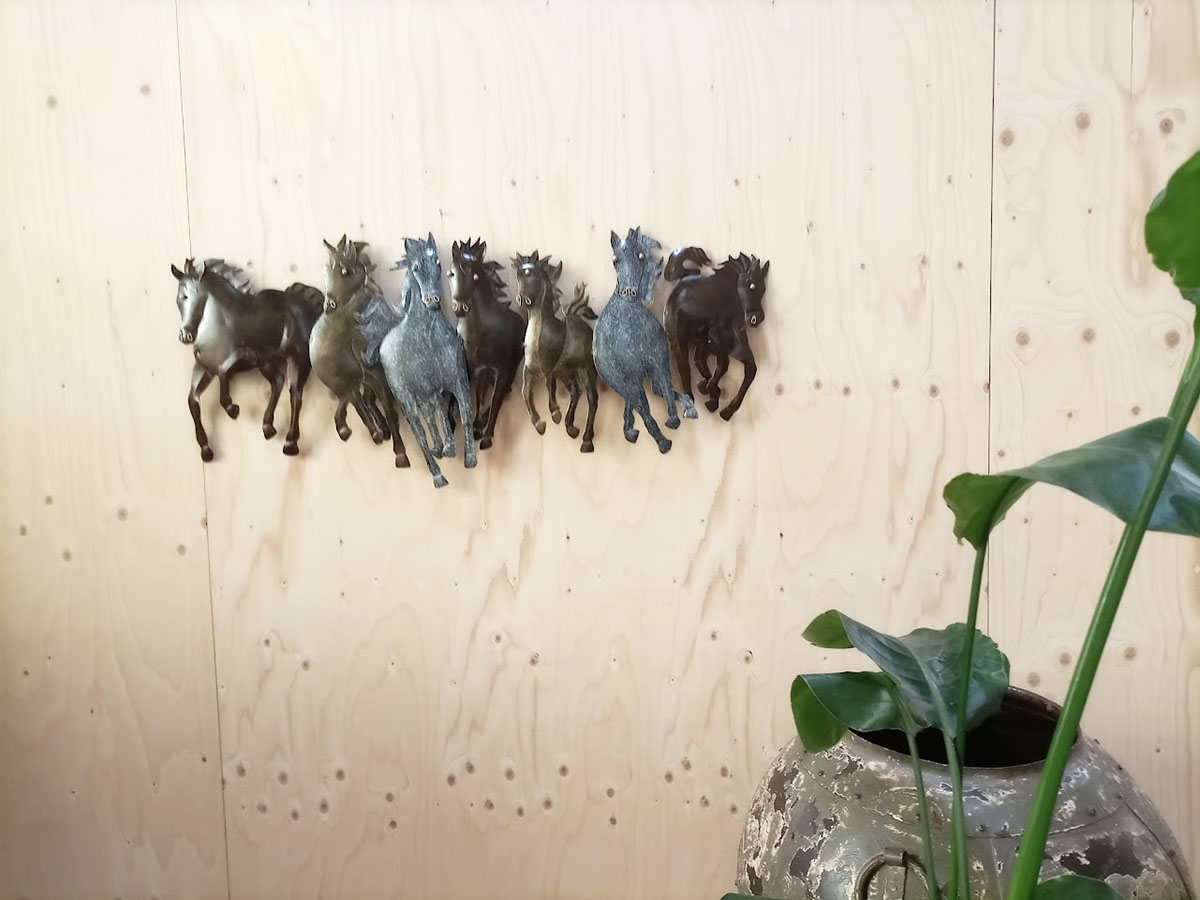 metalen wanddecoratie paarden, paarden decoratie voor aan de muur, 3d paarden van metaal, muurdecoratie paarden, cadeau voor meiden paarden