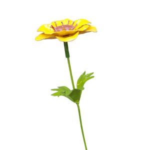 tuinsteker gele bloem, tuinprikker metalen bloem, grafdecoratie gele bloem, duurzaam cadeau voor hem of haar