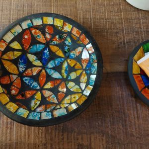 luxe aardewerk schaaltje met patroon, schaaltje patroon, schaaltje glas mozaiek, cadeau voor haar