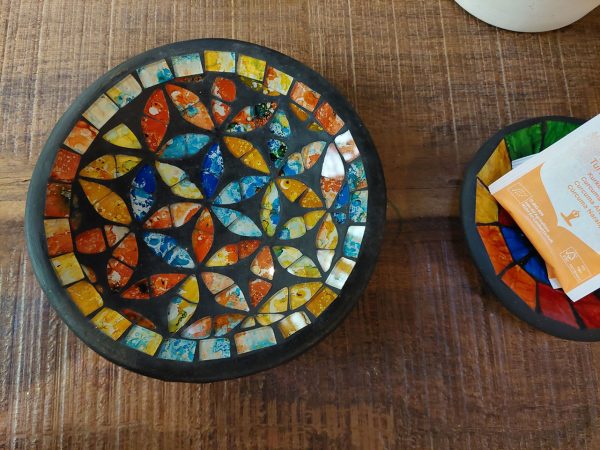 luxe aardewerk schaaltje met patroon, schaaltje patroon, schaaltje glas mozaiek, cadeau voor haar
