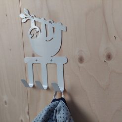 wandhaak met luiaard, kinderkamer kapstok, kinder wandhaak, metalen wandhaak kind, kinderkamer accessoire