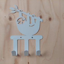 wandhaak met luiaard, kinderkamer kapstok, kinder wandhaak, metalen wandhaak kind, kinderkamer accessoire