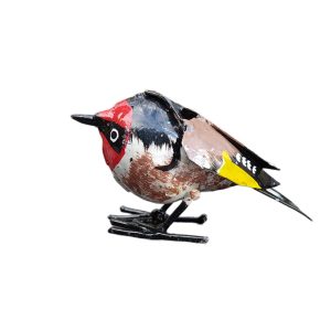 metalen vogeltje, goudvink beeld, beeld van vogeltje, woonaccessoire vogel, tuinaccessoire vogeltje, cadeau voor hem, ijzeren vogel, upcycled product