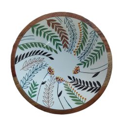 houten fruitschaal aardekleuren, natuurprint schaal, grote serveerschaal, grote fruitschaal hout