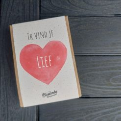 zaadbommetjes ik vind je lief, blossombs brievenbuscadeau, cadeau hart bloemenzaden, klein cadeau voor moeder, juffencadeau, cadeau bemoedigen