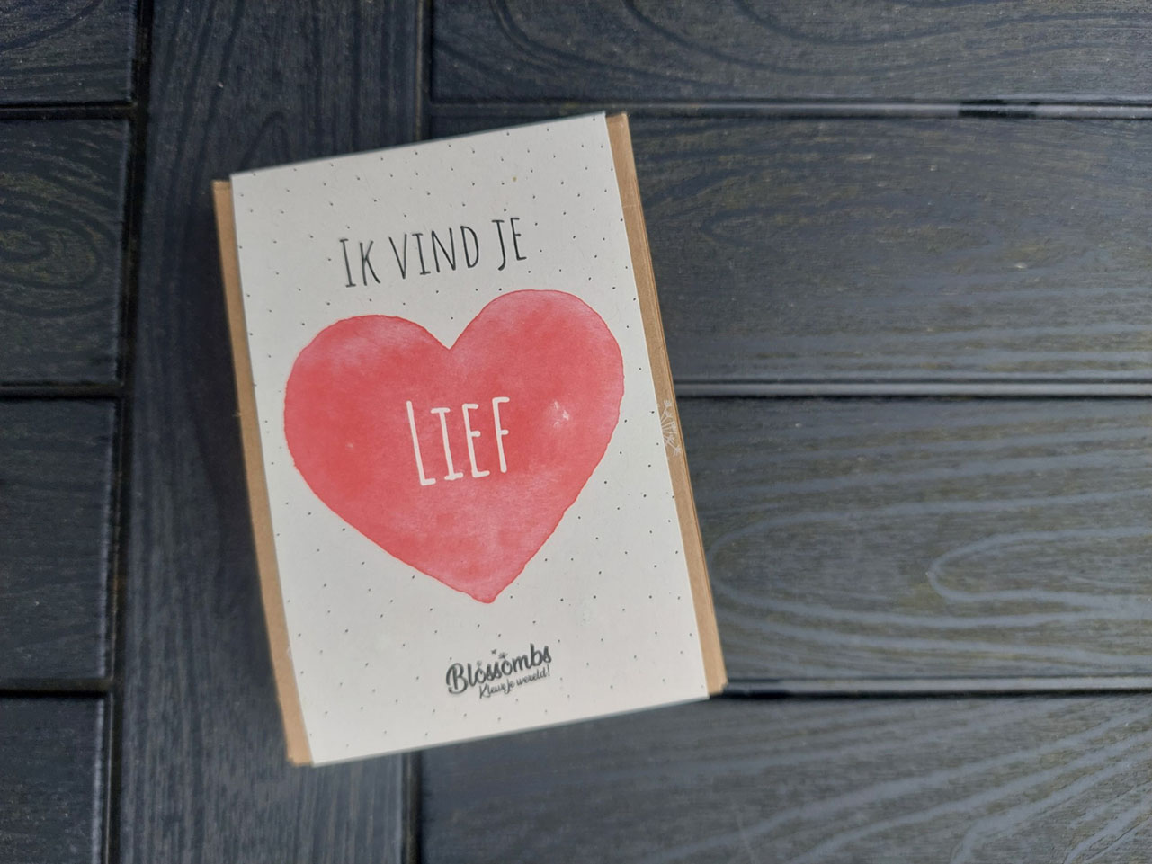 zaadbommetjes ik vind je lief, blossombs brievenbuscadeau, cadeau hart bloemenzaden, klein cadeau voor moeder, juffencadeau, cadeau bemoedigen