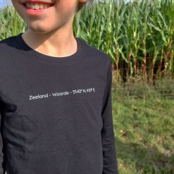 shirt met coordinaten van Waarde, longsleeve met coordinaten van Zeeland Waarde