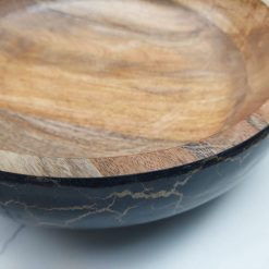 houten fruitschaal only natural, houten fruitschaal zwart marmerlook, luxe schaal van hout