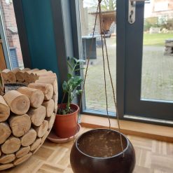 kokosnootbast hanger, bakje kokosnoot, plantenhanger kokosnoot, kokosbast hanger