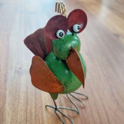 vogelbeeld ijzer, kip beeld, cadeau voor hem, cadeautje voor tiener, kado dat altijd goed valt, gerecycled metaal vogelbeeld