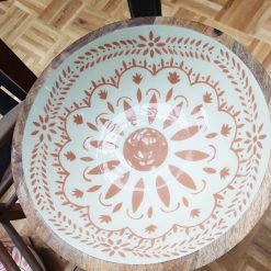 grote serveerschaal hout met gladde binnenzijde, grote houten schaal met print, only natural schalen