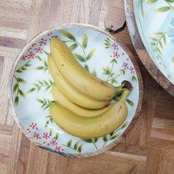 houten schaal met print in zomerbloemen, houten schaal met gladde binnenkant, saladeschaal of serveerschaal met patroon