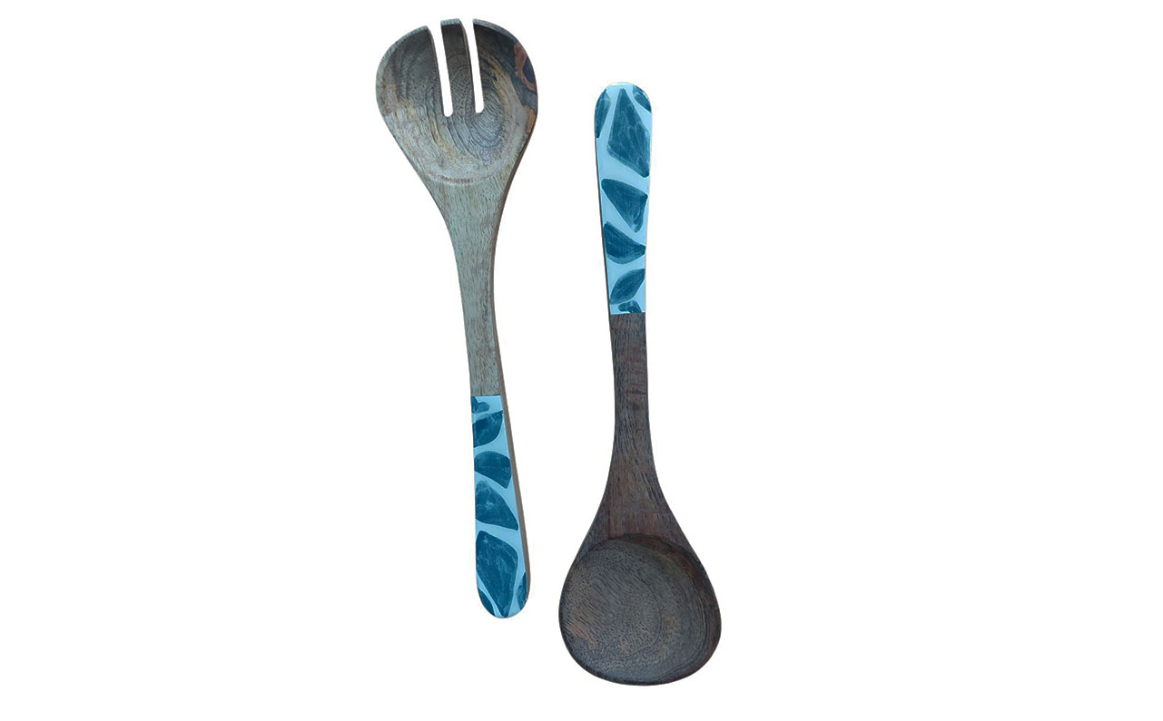 houten slacouvert met print, houten slabestek, slabestek met beschilderd handvat