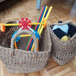 set opbergmanden vierkant, cadeaumand zelf vullen, vierkante mand met handvat, mand voor op slaapkamer of badkamer, mand voor open vak in kast