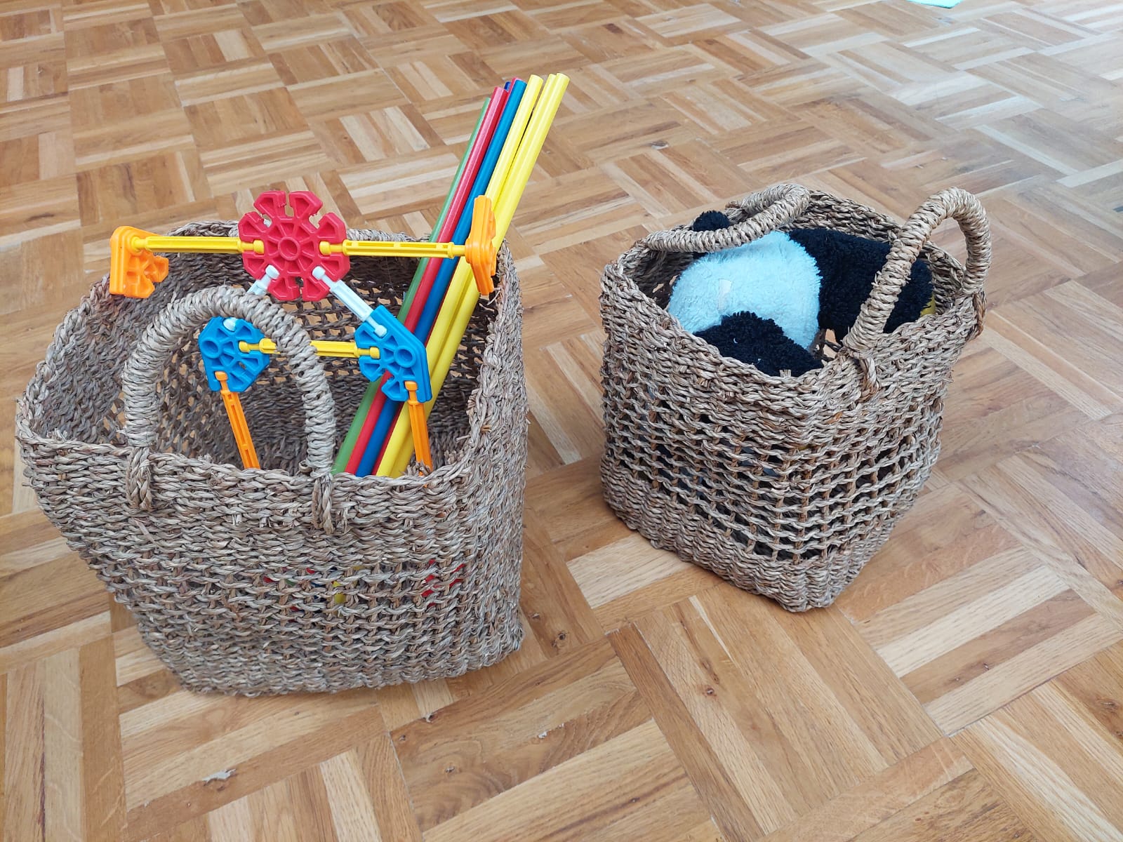 set opbergmanden vierkant, cadeaumand zelf vullen, vierkante mand met handvat, mand voor op slaapkamer of badkamer, mand voor open vak in kast
