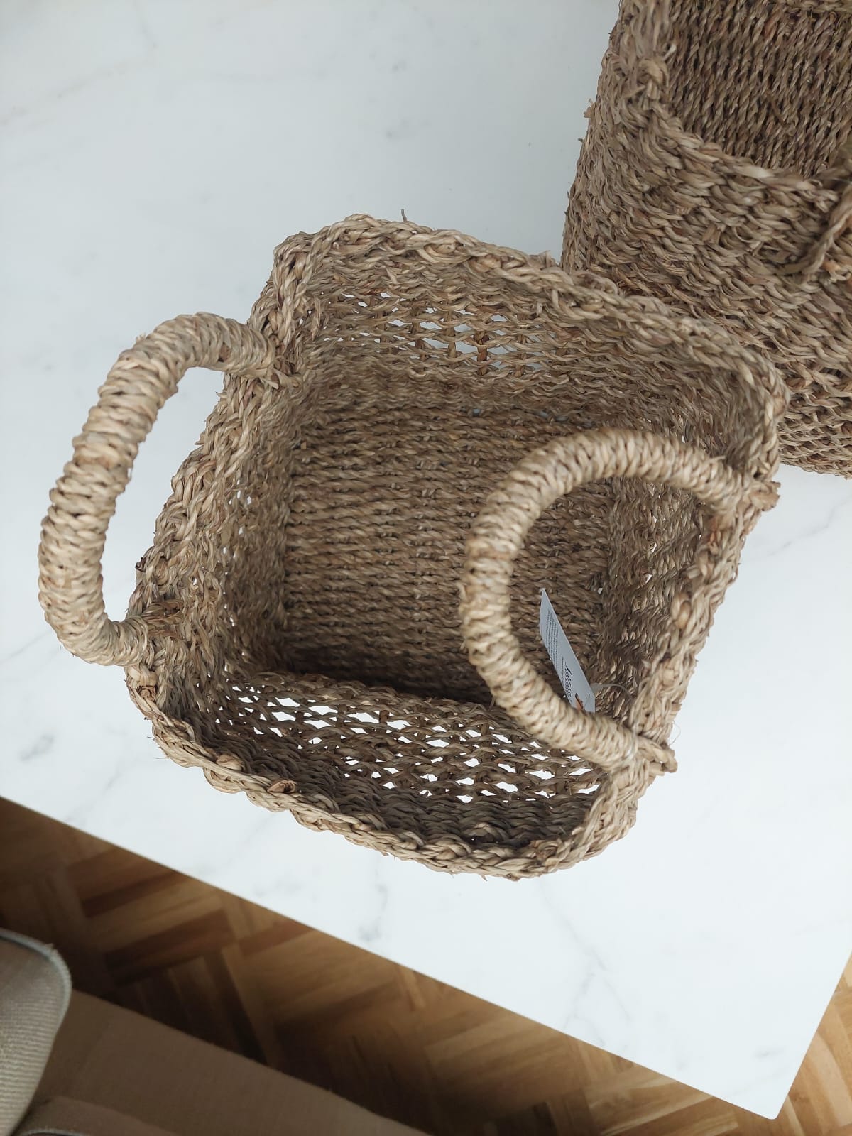 set opbergmanden vierkant, cadeaumand zelf vullen, vierkante mand met handvat, mand voor op slaapkamer of badkamer, mand voor open vak in kast