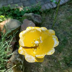 grafdecoratie metalen bloem, tuinsteker gele bloem graf, duurzame grafdecoratie