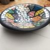 fruitschaal mondriaan stijl, decoratieve schaal aardewerk mozaiek, glasmozaiek schaal, cadeau nieuwe woning, cadeau huwelijk