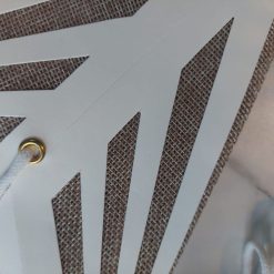 kerstster 3d groot, kerstdecoratie milieubewust duurzaam en eco sfeer, kerstdecoratie natuurlijke sfeer, kerstster kerstversiering van jute en papier, papieren kerstster jute, kerstdecoratie eco voor zakelijk zoals winkel kantoren kerken en scholen, duurzame sfeer kerstdecoratie