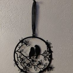 muurhanger vogels op tak, cadeau bij huwelijk, geschenk huwelijksjubileum, metalen muurhanger vogels, brievenbuscadeau