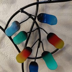 muurdecoratie 3D tak, tak met gekleurde blaadjes, levensboom abstract, wanddecoratie metalen bloemen