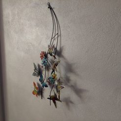 wanddecoratie 3D, muurdecoratie 3d metaal, metalen tak met vogels en vlinders, geschenk nieuwe woning