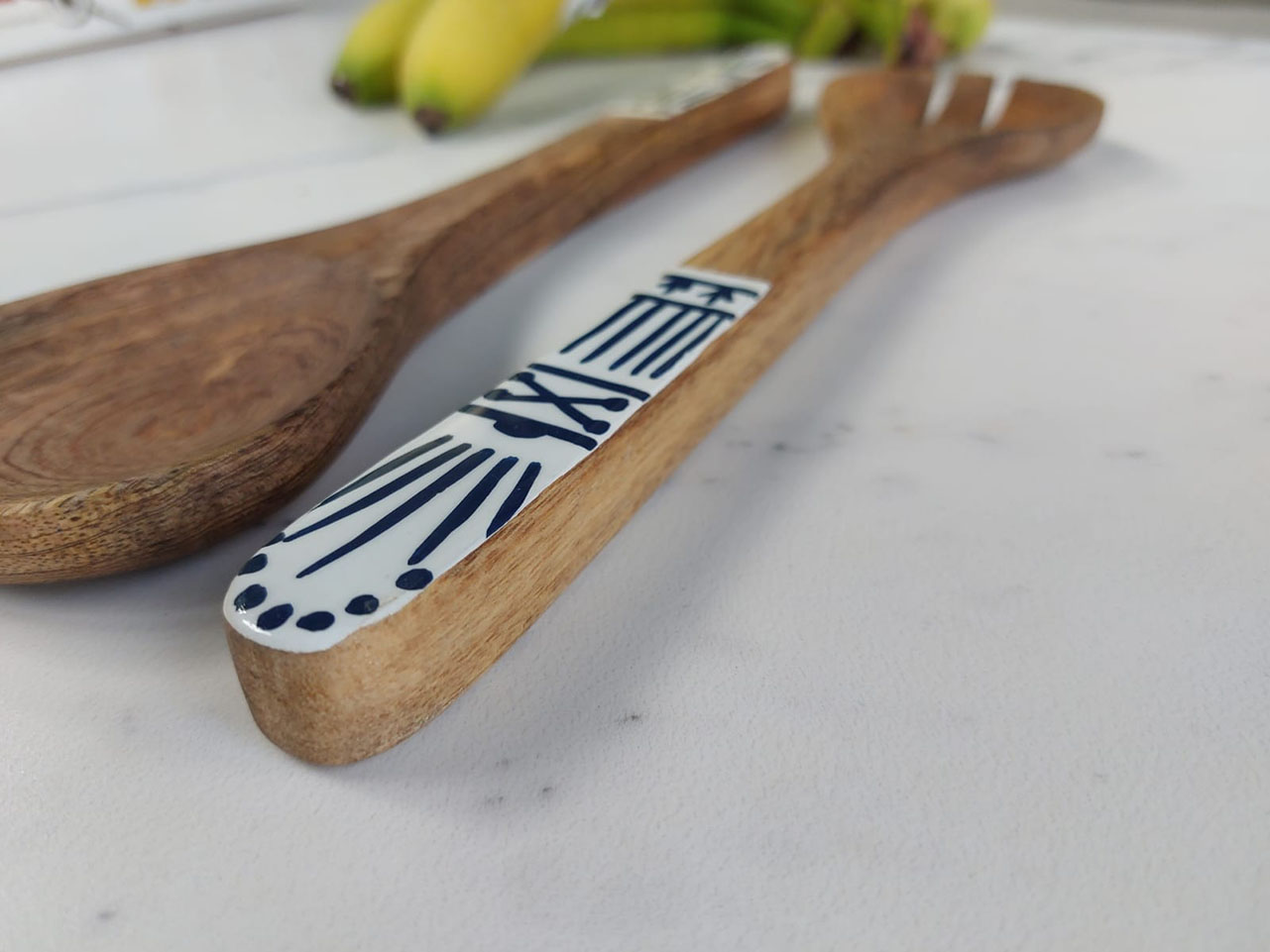 houten slacouverts met print, beschilderde houten slabestek, only natural