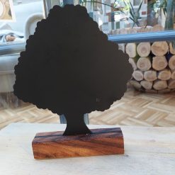 krijtbord tafelhouder, krijtbordje voor op tafel, spreukenbord cadeau, boomvorm krijtbordje