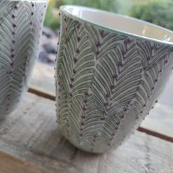 mok zonder oor, mok met voelbaar reliëf patroon, mok zonder oor 300 ml, mix en match servies mokken, stel zelf je servies samen