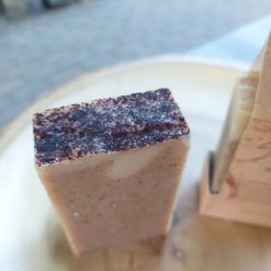 zeep koffiegeur, koffie zeep mokka, zeep cadeauverpakking, cadeau voor koffieliefhebber, blok zeep in koffiegeuren