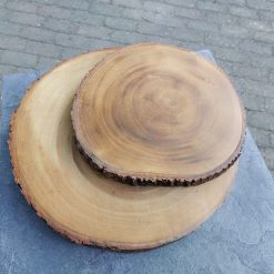 boomschijf houten ronde onderzetter met schors aan de rand