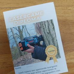 lasergamediploma in uitdeelzakje kinderfeestje